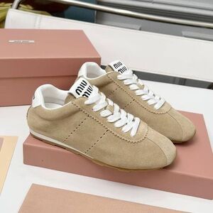 Miu Miu Tan Suede Sneakers